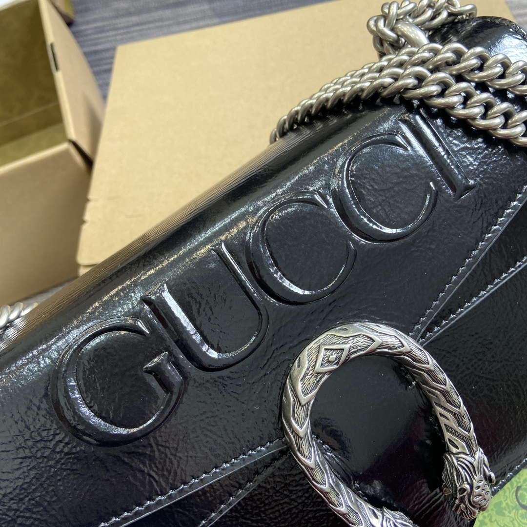 Gucci 795005 GG Dionysus small shoulder bag Black patent leather logo - Default Title - View 5