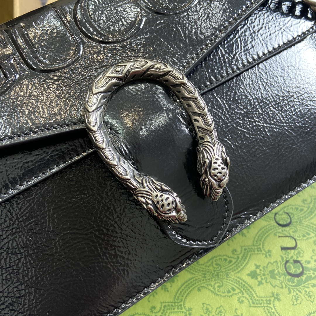 Gucci 795005 GG Dionysus small shoulder bag Black patent leather logo