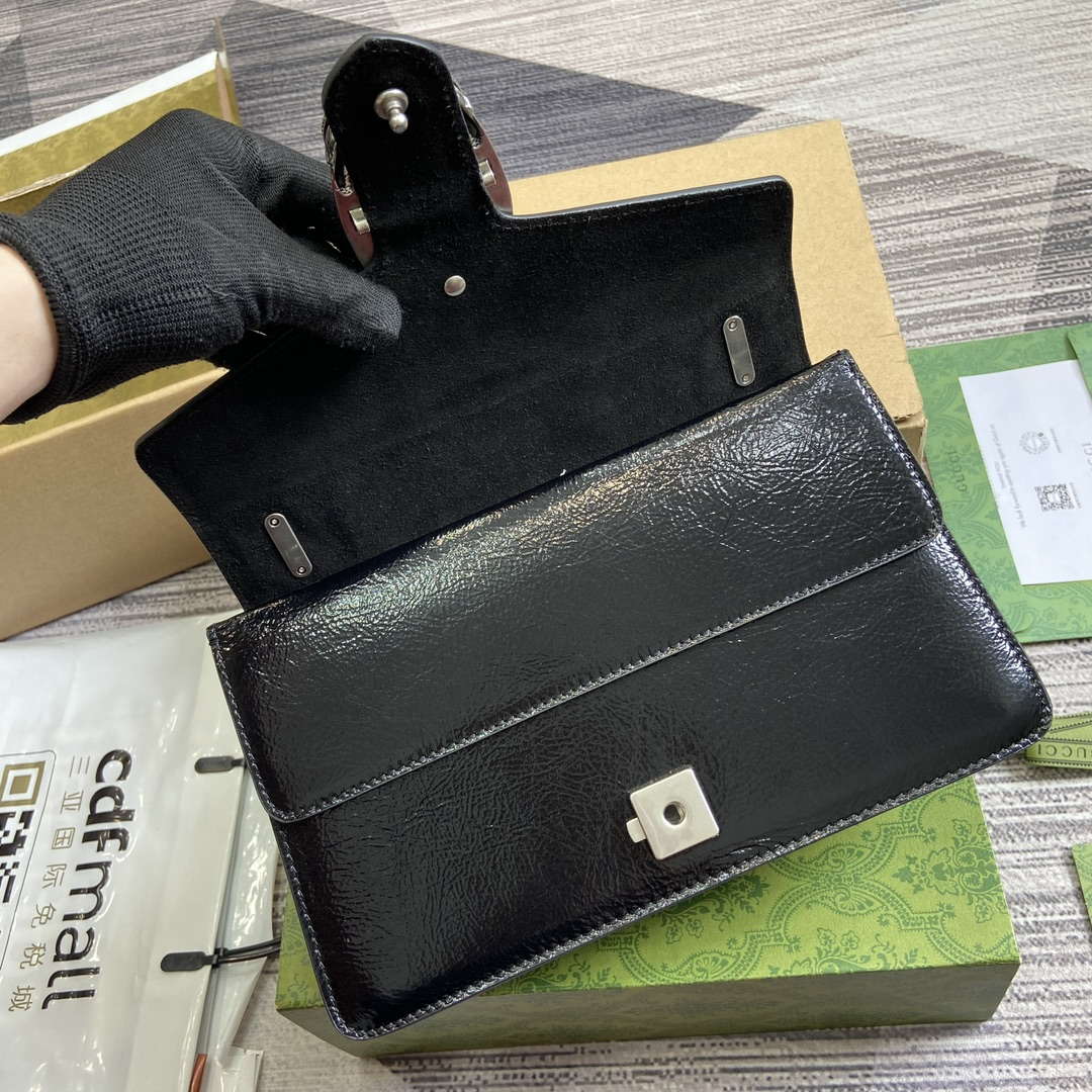 Gucci 795005 GG Dionysus small shoulder bag Black patent leather logo - Default Title - View 8