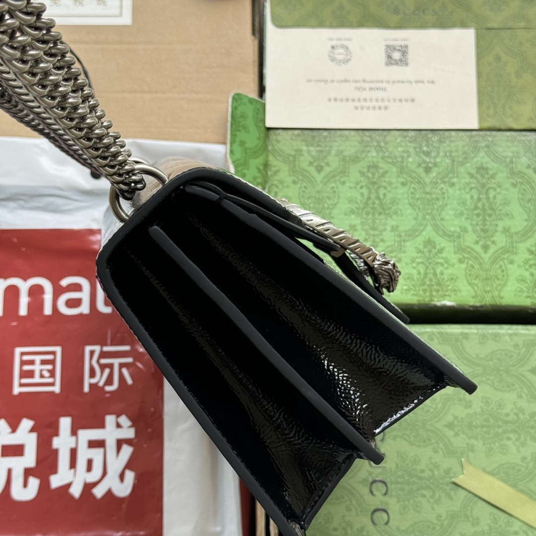 Gucci 795005 GG Dionysus small shoulder bag Black patent leather