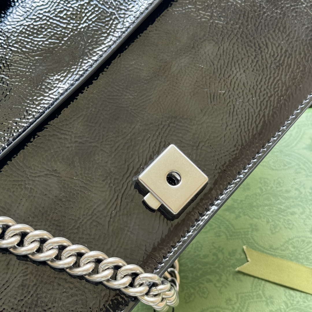 Gucci 795005 GG Dionysus small shoulder bag Black patent leather