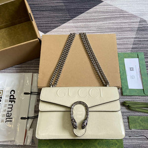 Gucci 795005 GG Dionysus small shoulder bag Light Gray patent leather logo - Default Title - View 1