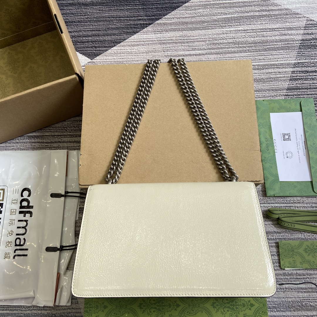 Gucci 795005 GG Dionysus small shoulder bag Light Gray patent leather logo