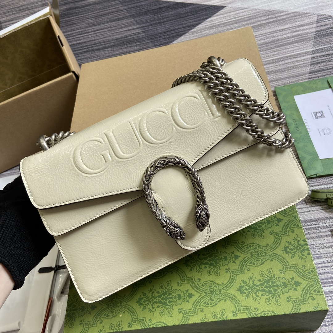 Gucci 795005 GG Dionysus small shoulder bag Light Gray patent leather logo - Default Title - View 4