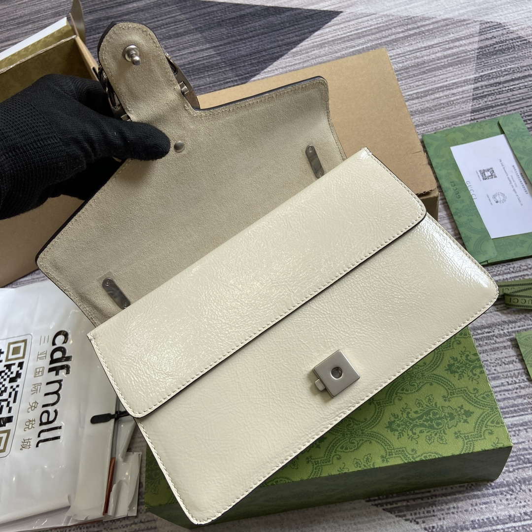 Gucci 795005 GG Dionysus small shoulder bag Light Gray patent leather logo - Default Title - View 8