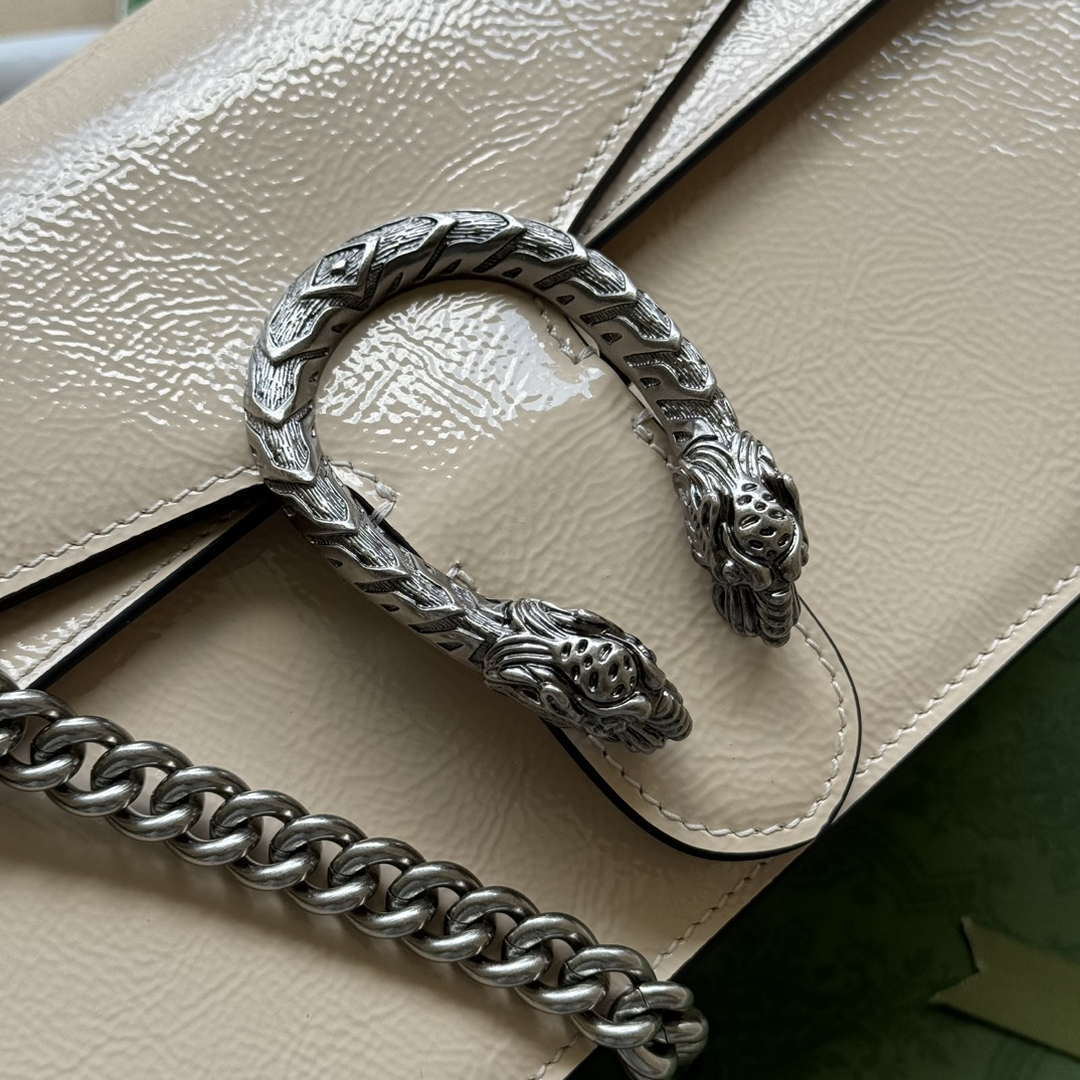 Gucci 795005 GG Dionysus small shoulder bag Light grey patent leather - Default Title - View 7