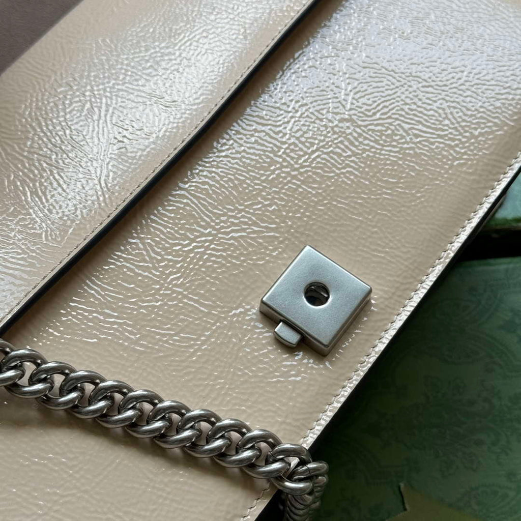 Gucci 795005 GG Dionysus small shoulder bag Light grey patent leather