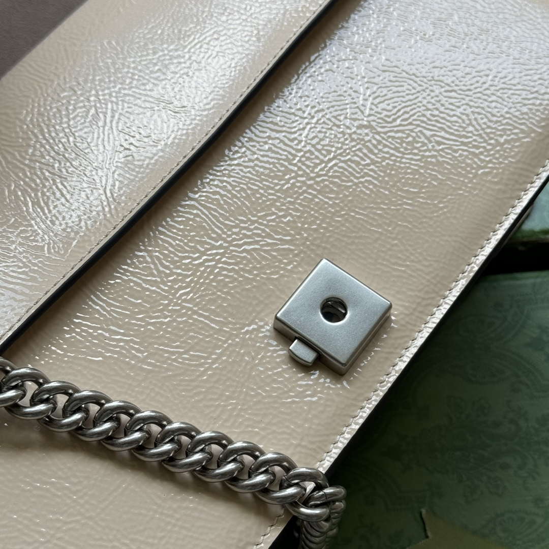 Gucci 795005 GG Dionysus small shoulder bag Light grey patent leather - Default Title - View 8