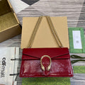 Gucci 795005 GG Dionysus small shoulder bag Wine Red patent leather - Default Title - View 1