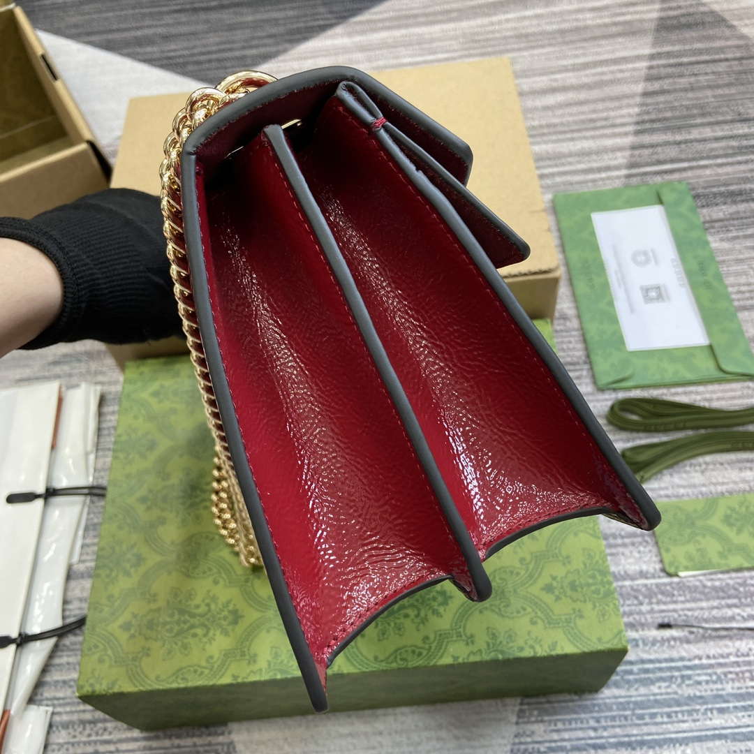 Gucci 795005 GG Dionysus small shoulder bag Wine Red patent leather - Default Title - View 3