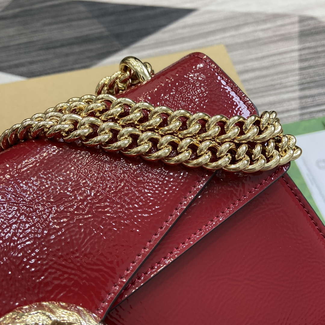 Gucci 795005 GG Dionysus small shoulder bag Wine Red patent leather - Default Title - View 6