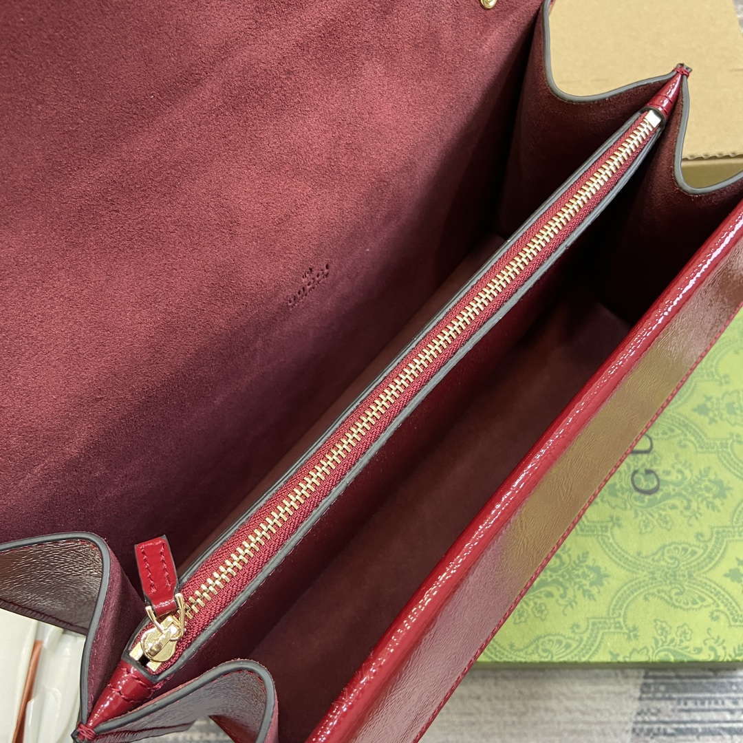Gucci 795005 GG Dionysus small shoulder bag Wine Red patent leather - Default Title - View 9