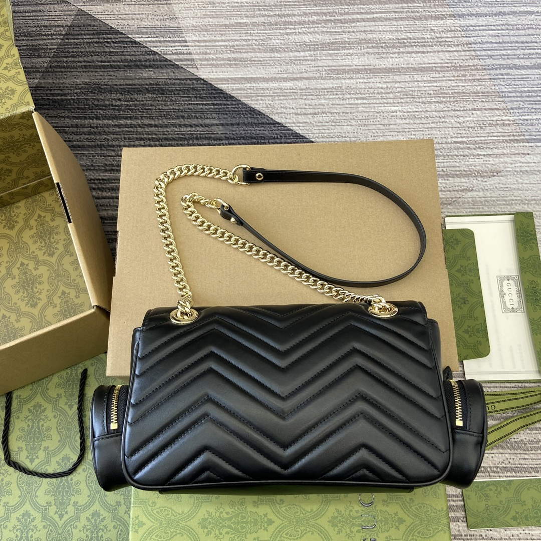 Gucci 795228 GG Marmont Small Multi Pocket Bag Black