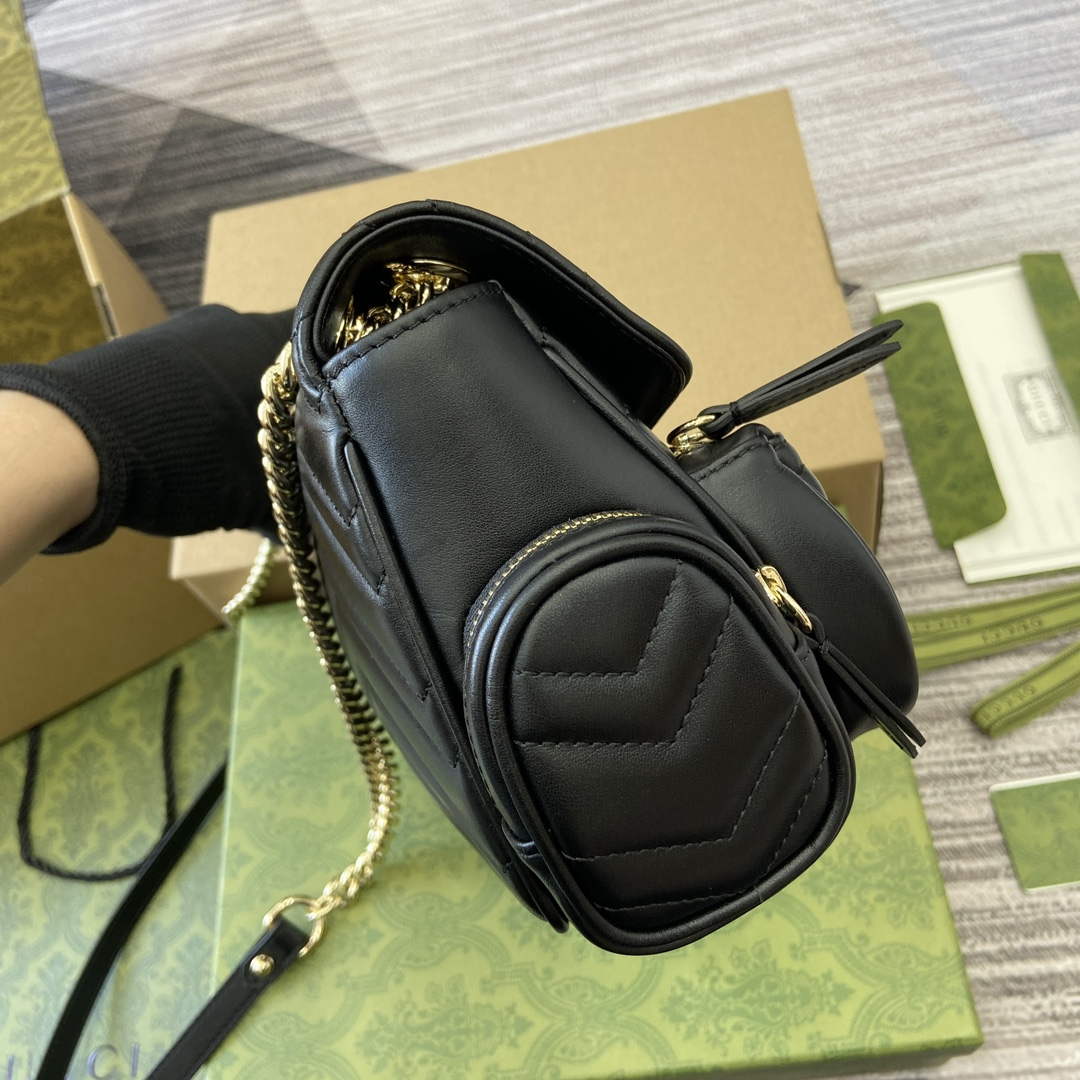 Gucci 795228 GG Marmont Small Multi Pocket Bag Black