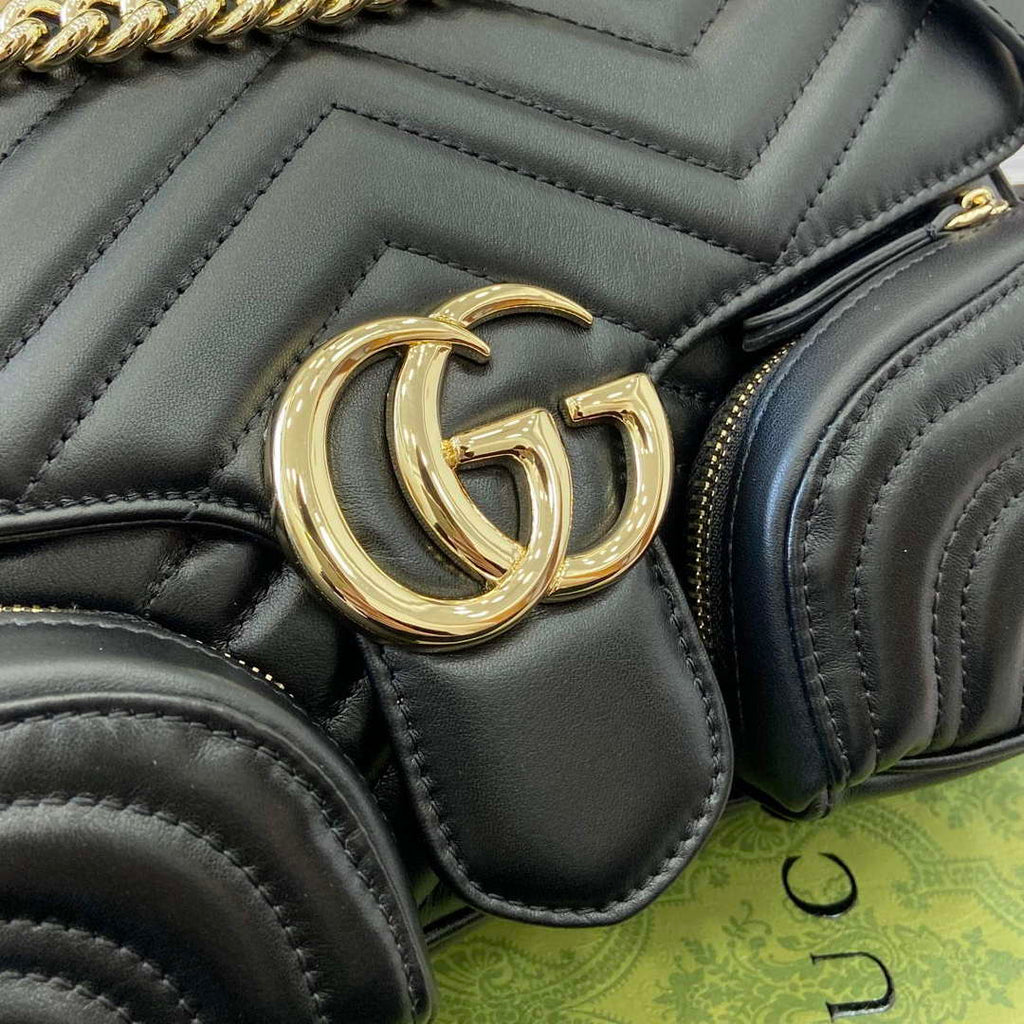 Gucci 795228 GG Marmont Small Multi Pocket Bag Black