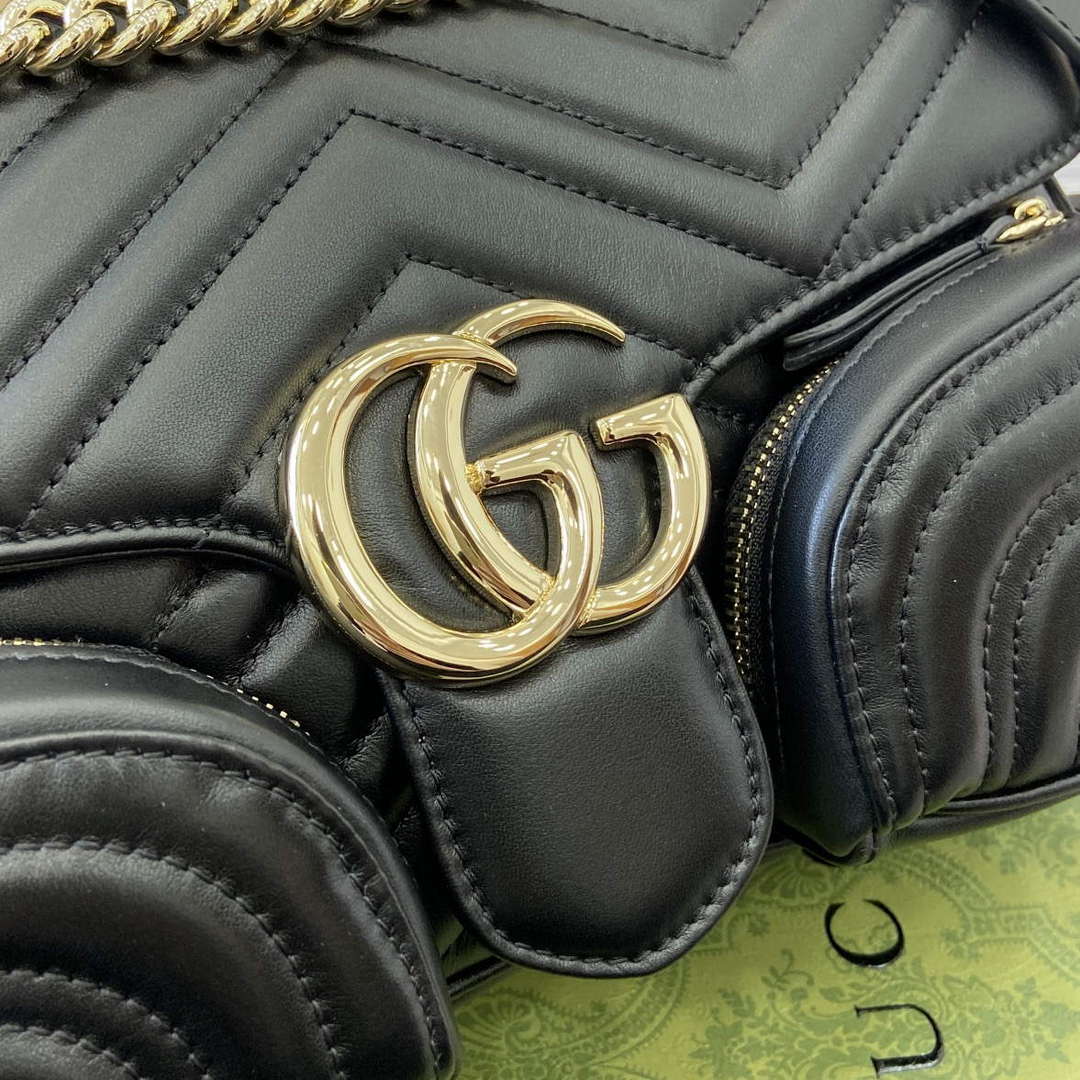 Gucci 795228 GG Marmont Small Multi Pocket Bag Black - Default Title - View 5