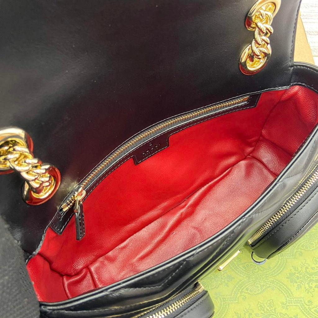 Gucci 795228 GG Marmont Small Multi Pocket Bag Black