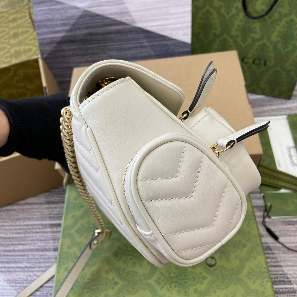 Gucci 795228 GG Marmont Small Multi Pocket Bag White