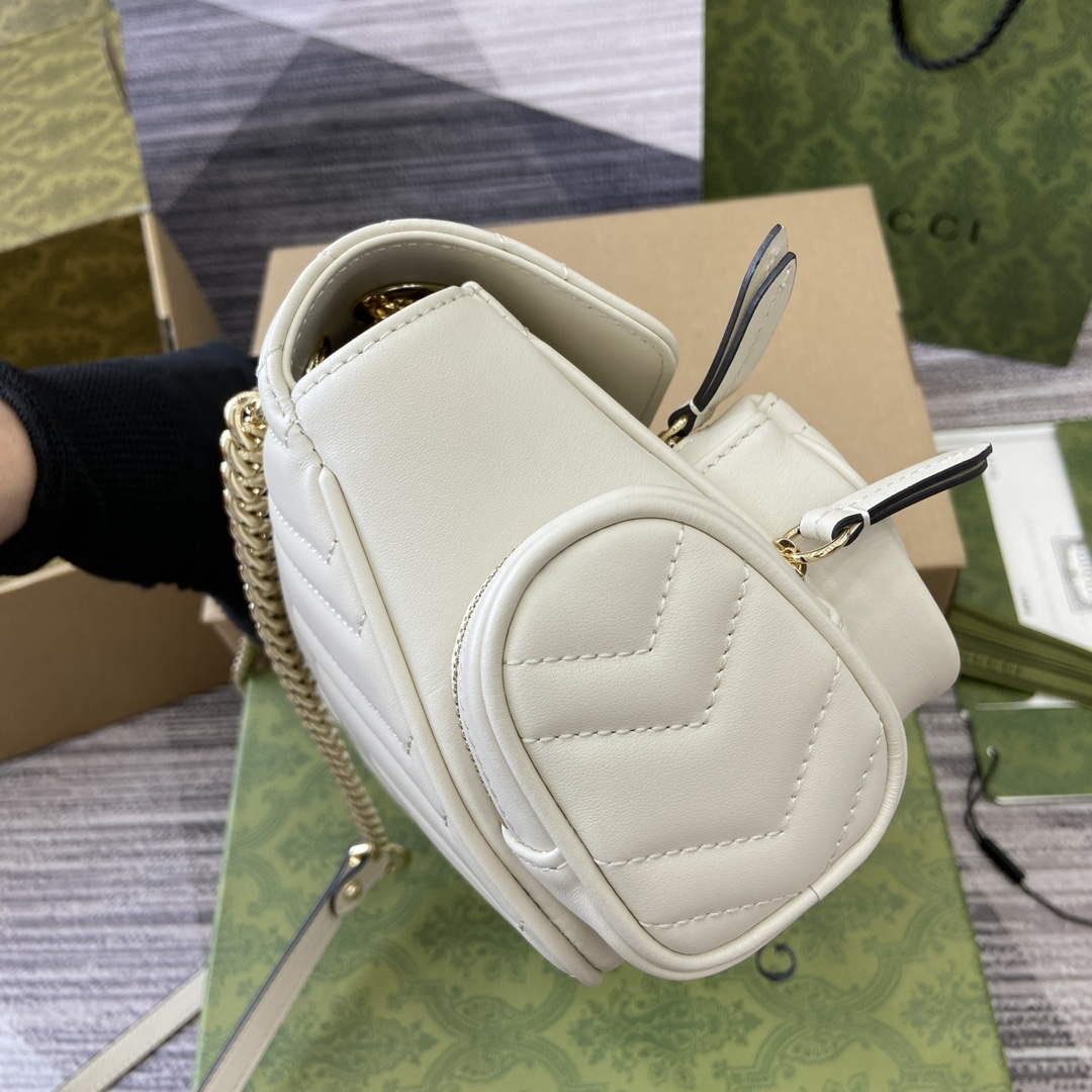 Gucci 795228 GG Marmont Small Multi Pocket Bag White