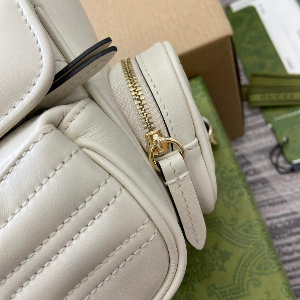 Gucci 795228 GG Marmont Small Multi Pocket Bag White