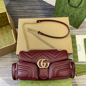 Gucci 795228 GG Marmont Small Multi Pocket Bag Wine red - Default Title - View 1