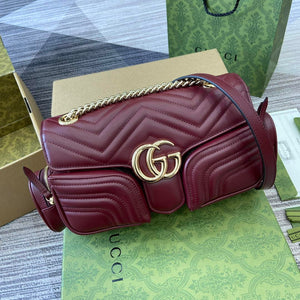 Gucci 795228 GG Marmont Small Multi Pocket Bag Wine red - Default Title - View 4
