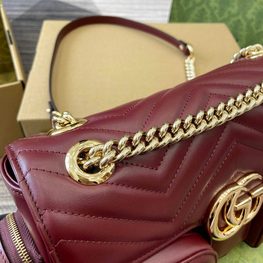 Gucci 795228 GG Marmont Small Multi Pocket Bag Wine red