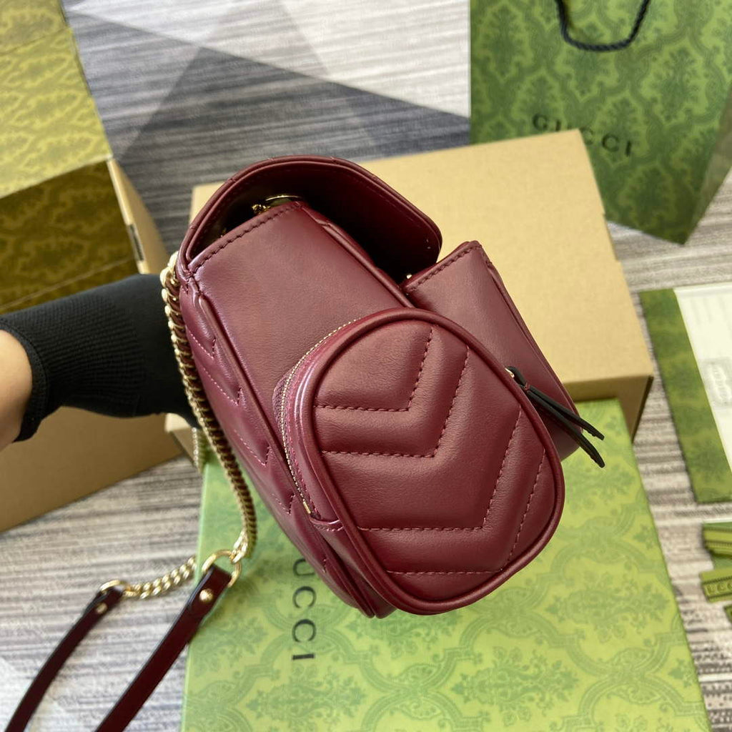 Gucci 795228 GG Marmont Small Multi Pocket Bag Wine red