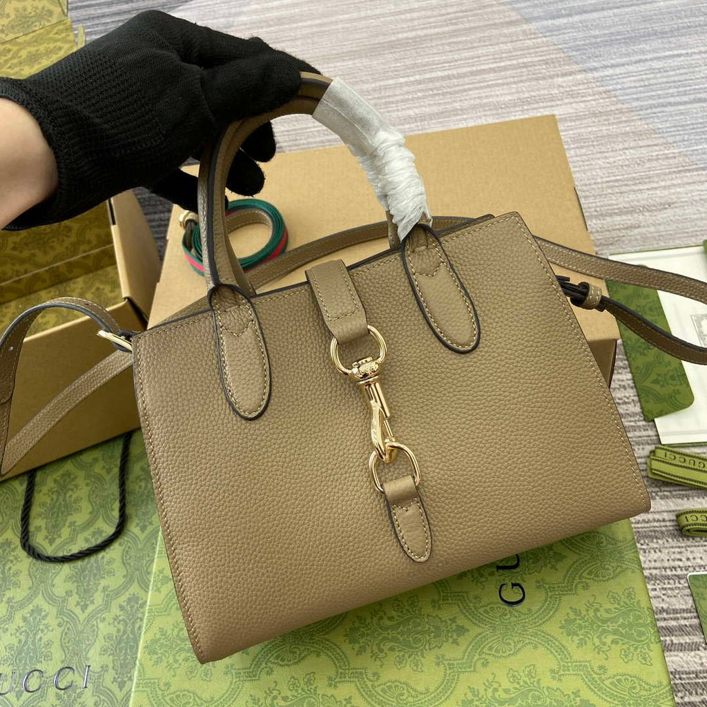 Gucci 795349 Small Tote Bag With Hook Closure Beige