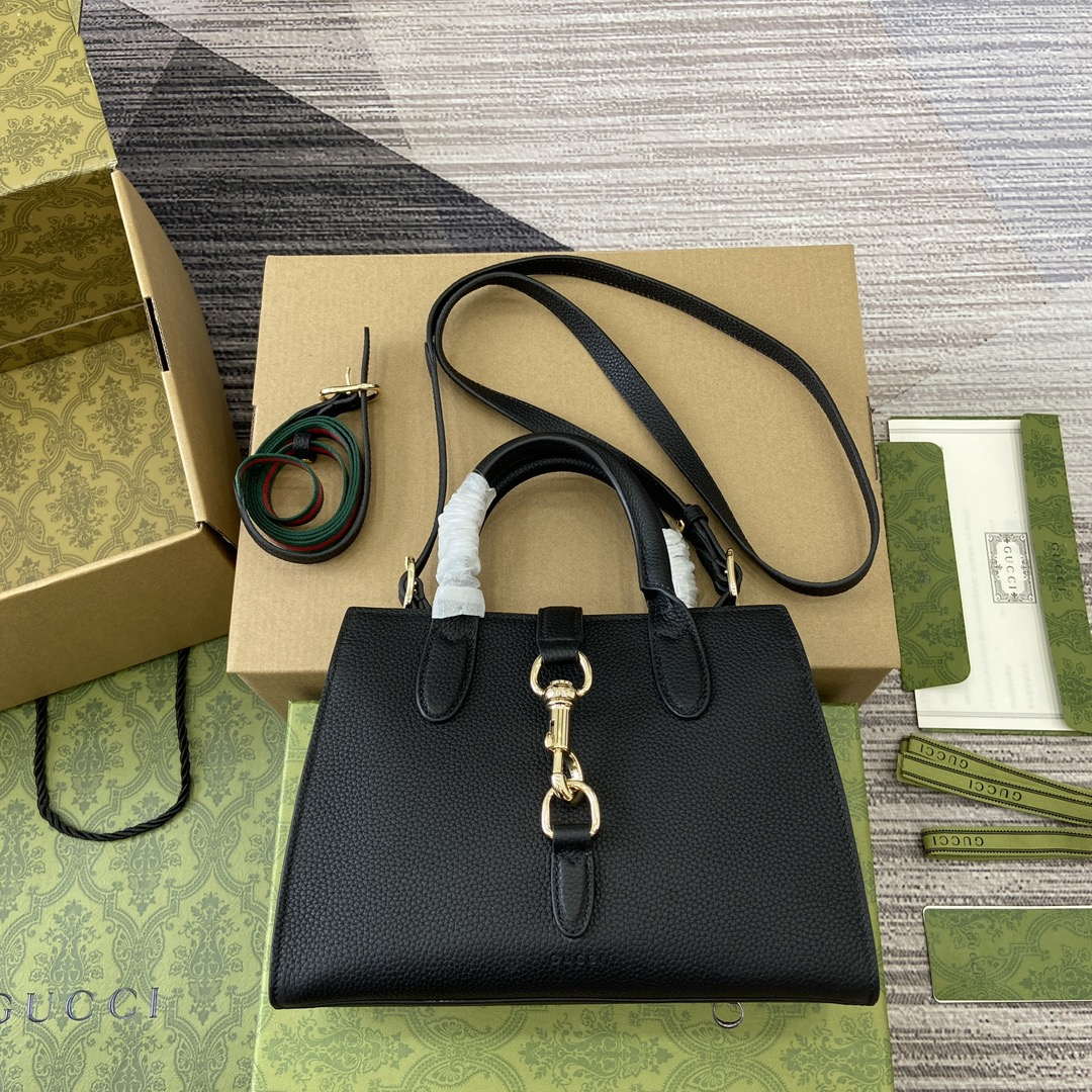Gucci 795349 Small Tote Bag With Hook Closure Black - Default Title - View 1