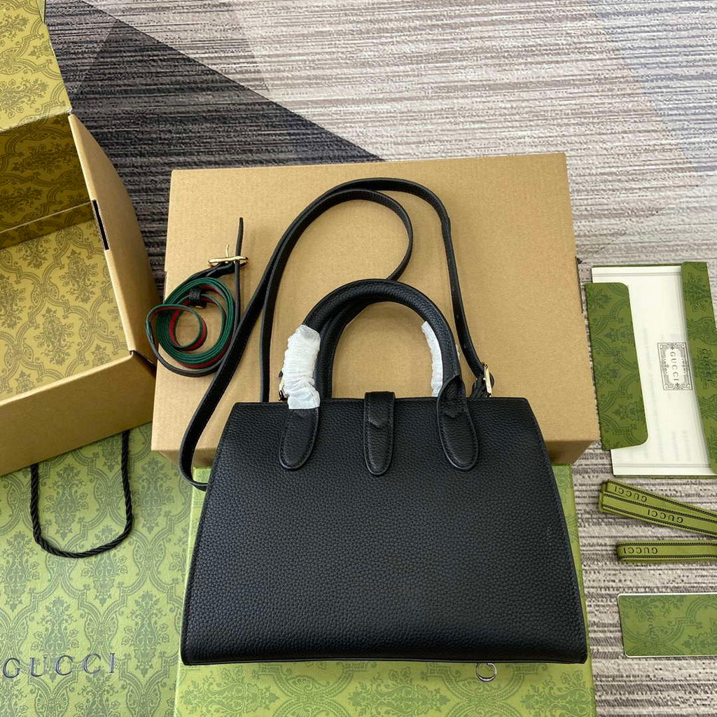 Gucci 795349 Small Tote Bag With Hook Closure Black