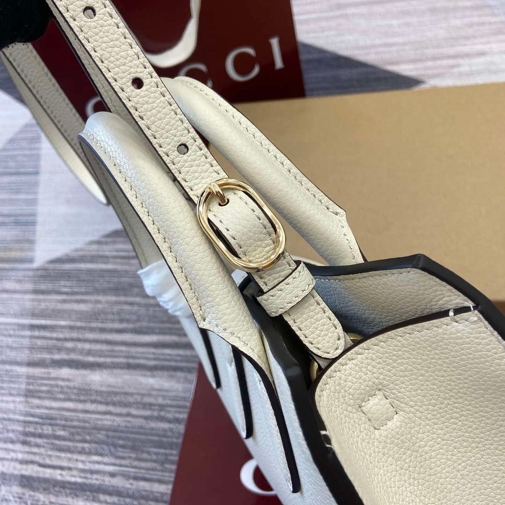 Gucci 795349 Small Tote Bag With Hook Closure Ivory