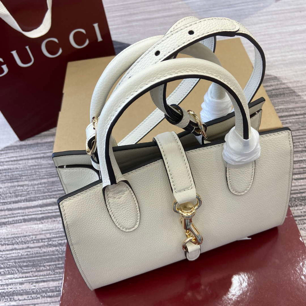 Gucci 795349 Small Tote Bag With Hook Closure Ivory