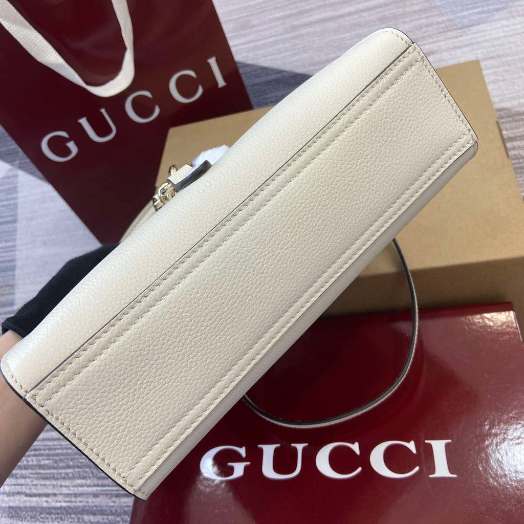 Gucci 795349 Small Tote Bag With Hook Closure Ivory