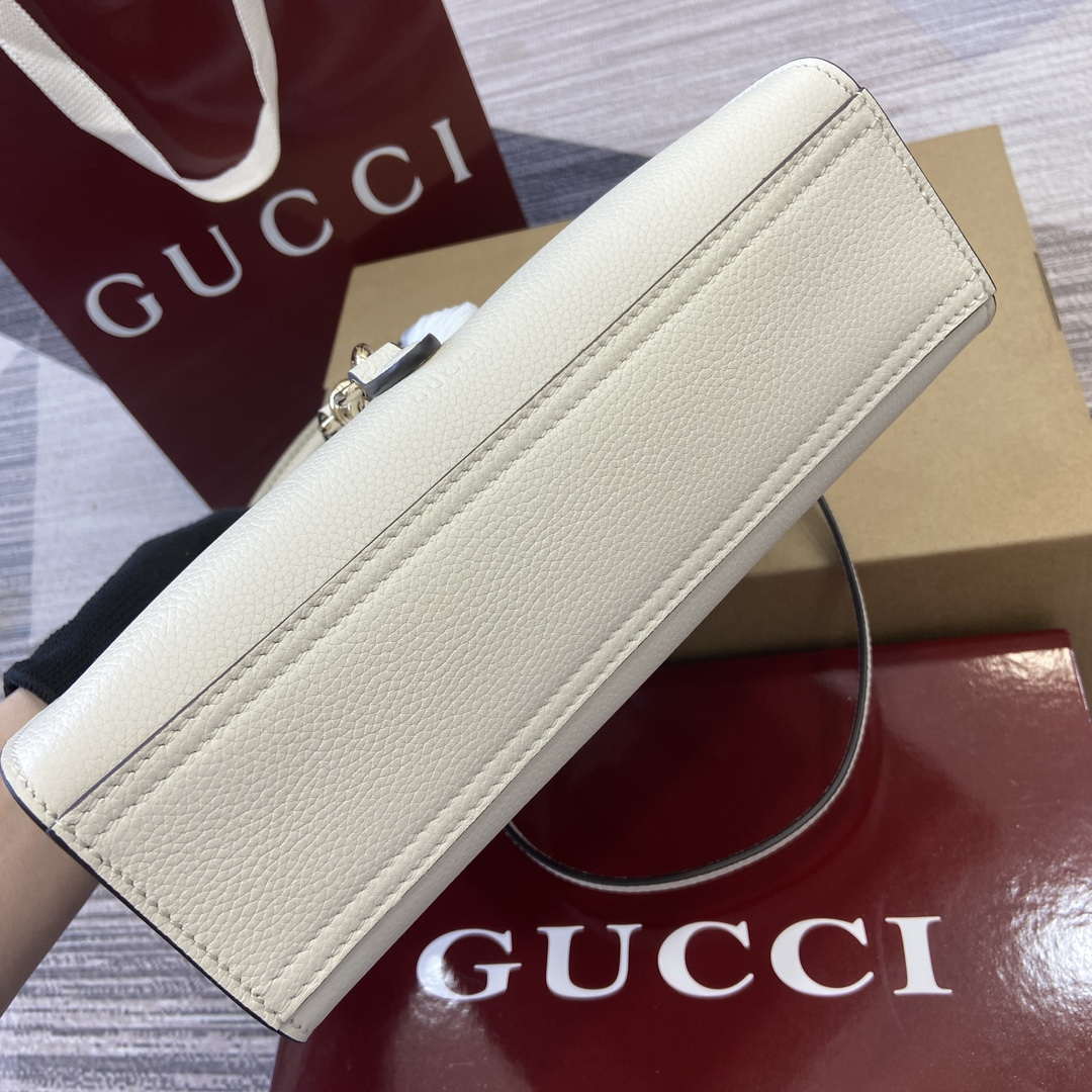 Gucci 795349 Small Tote Bag With Hook Closure Ivory - Default Title - View 7