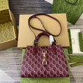 Gucci 795349 Small Tote Bag With Hook Closure Wine red and multicolour leather
