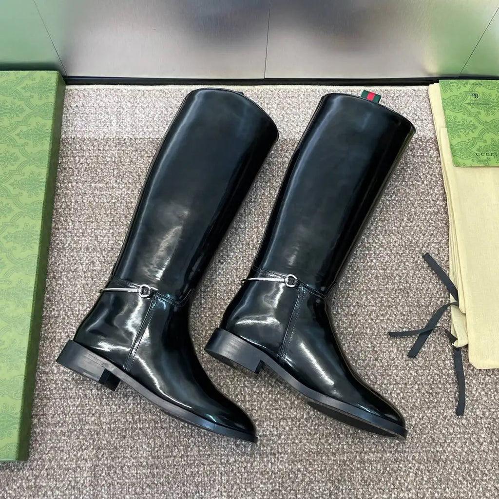 Gucci 805312 Women Boots with slim Horsebit  G77385