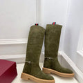 Gucci 805312 Women Boots with slim Horsebit Suede Leather G77393