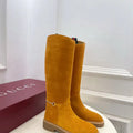 Gucci 805312 Women Boots with slim Horsebit Suede Leather G77394