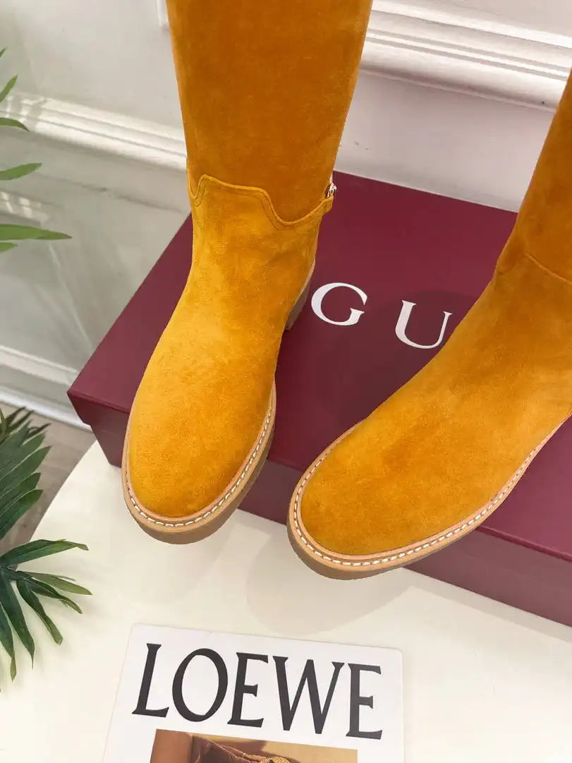 Gucci 805312 Women Boots with slim Horsebit Suede Leather G77394