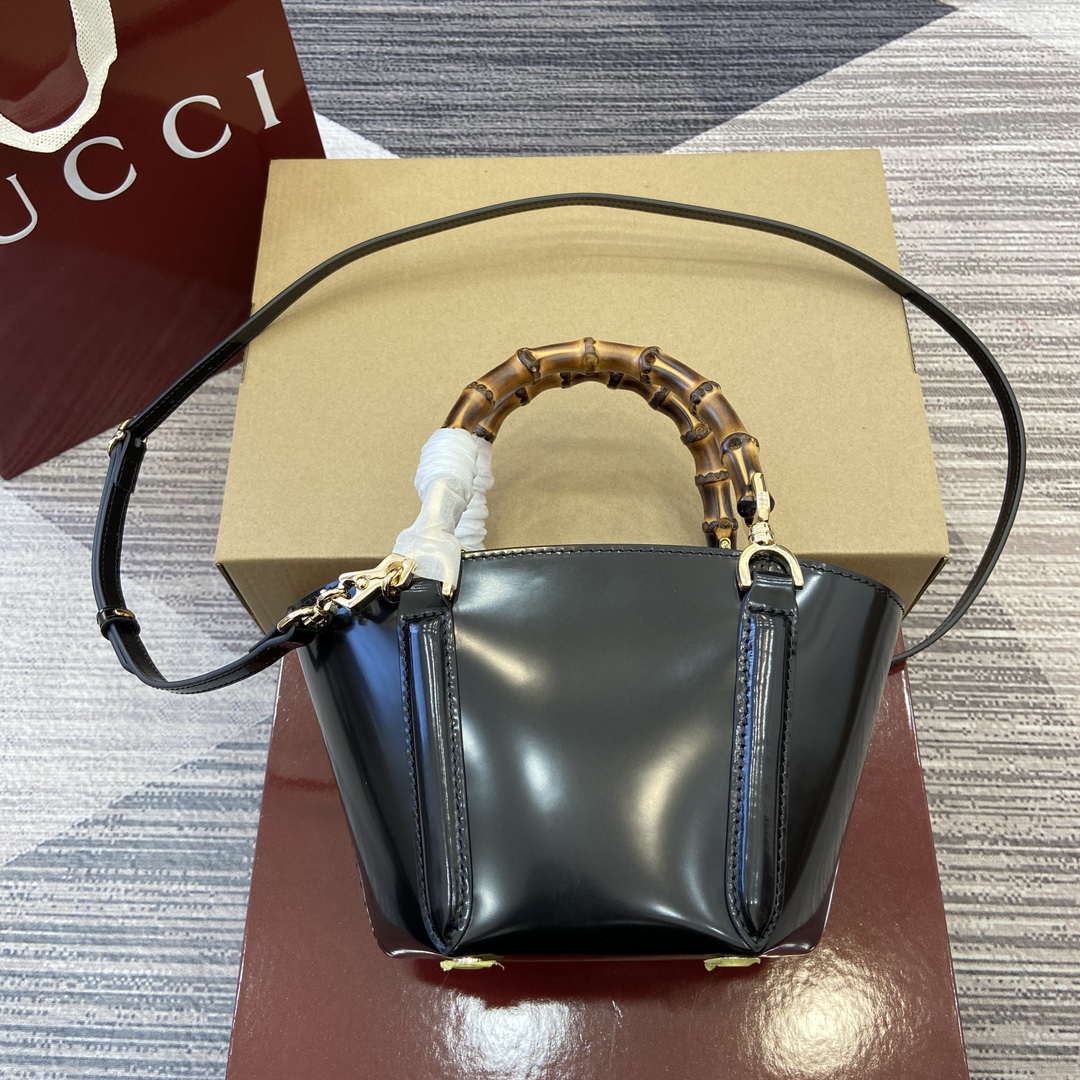 Gucci 805832 Mini Bamboo Top Handle Tote Bag Black