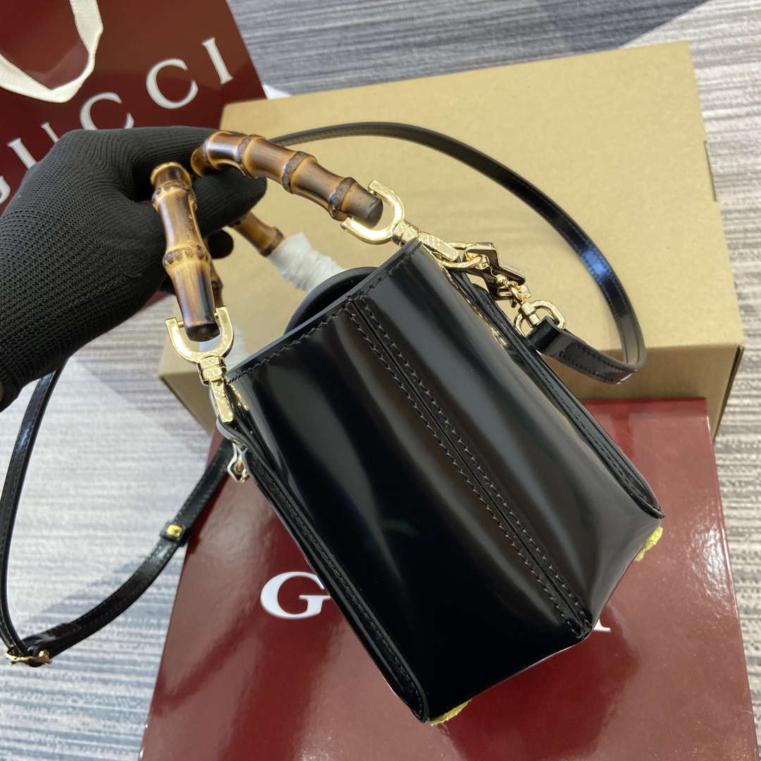 Gucci 805832 Mini Bamboo Top Handle Tote Bag Black - Default Title - View 3