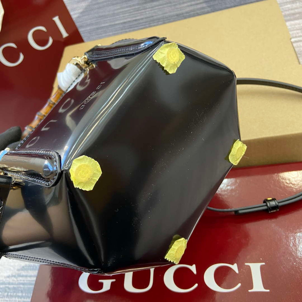 Gucci 805832 Mini Bamboo Top Handle Tote Bag Black