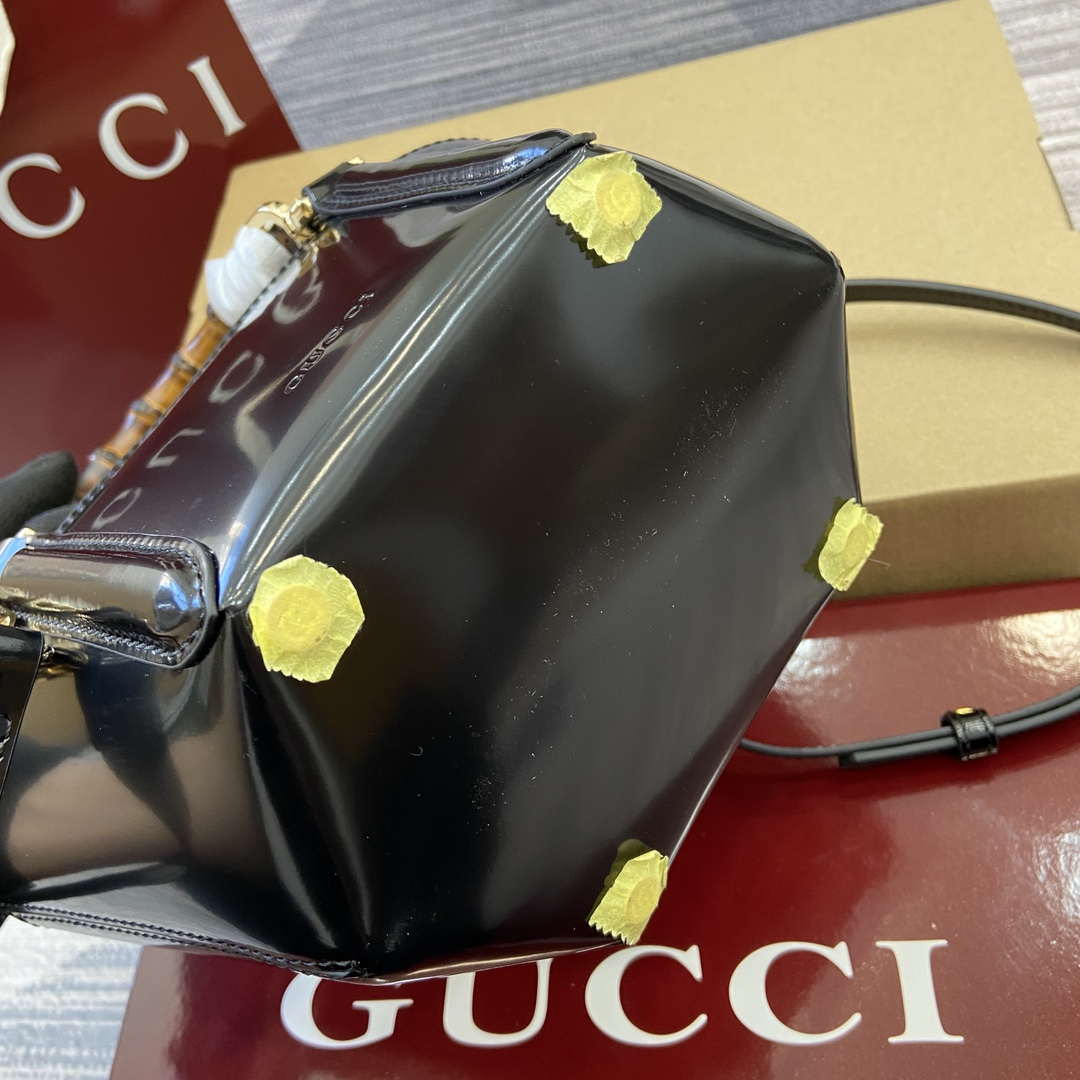 Gucci 805832 Mini Bamboo Top Handle Tote Bag Black