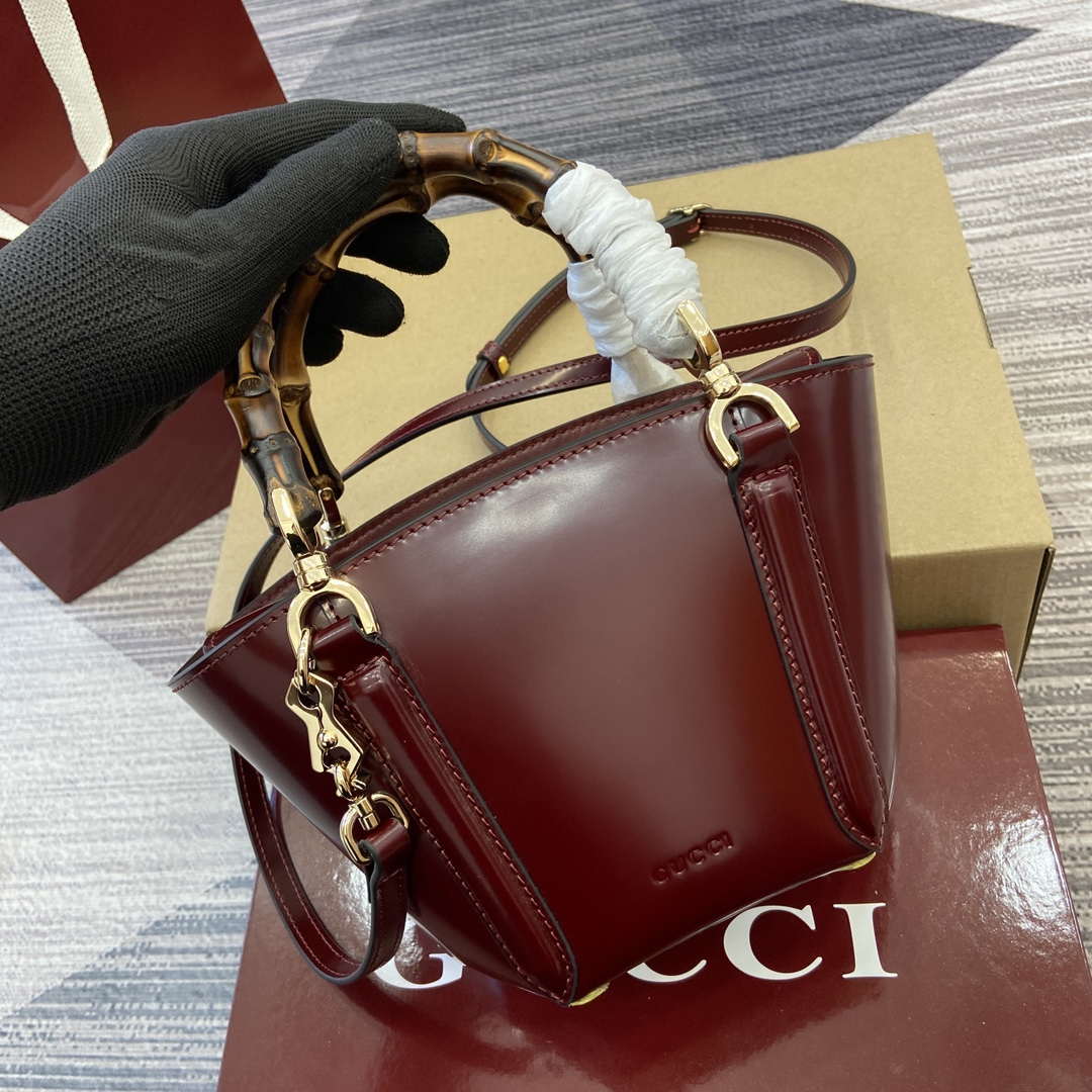 Gucci 805832 Mini Bamboo Top Handle Tote Bag Wine red - Default Title - View 5