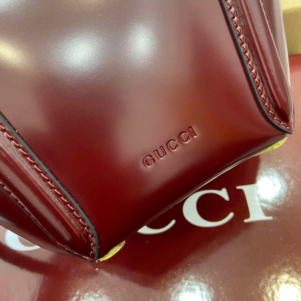 Gucci 805832 Mini Bamboo Top Handle Tote Bag Wine red