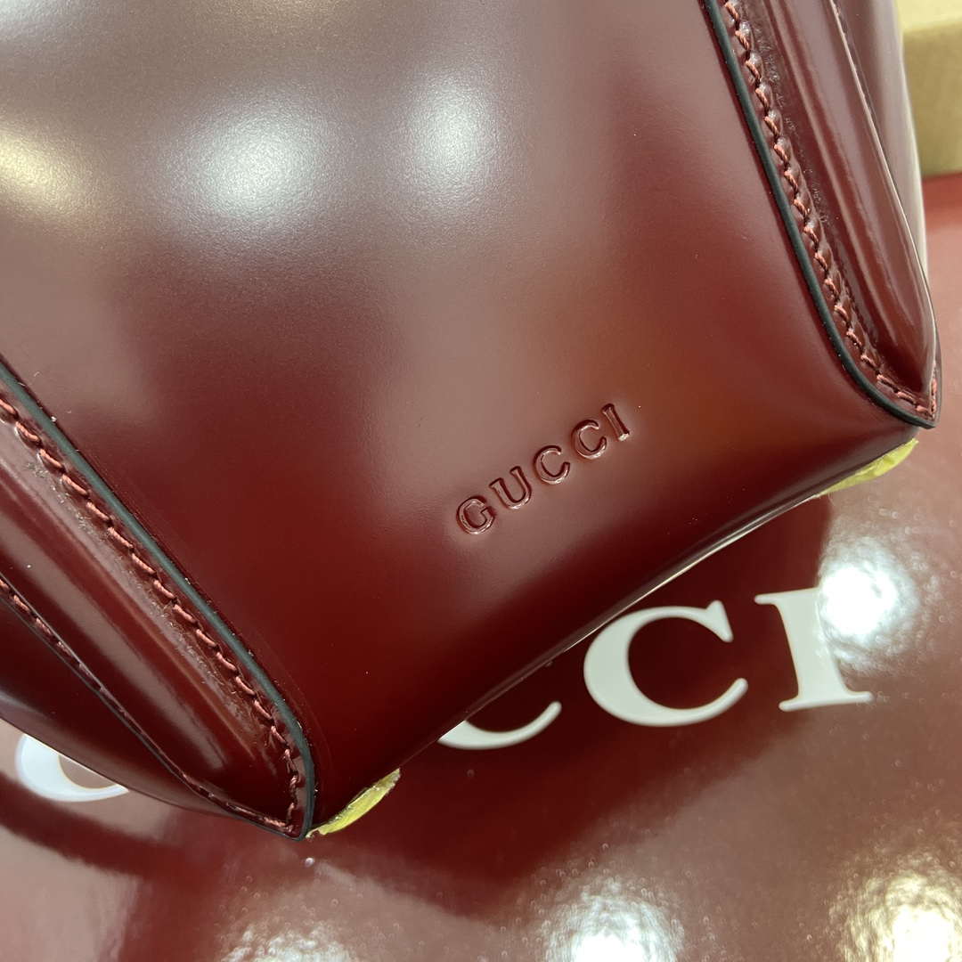 Gucci 805832 Mini Bamboo Top Handle Tote Bag Wine red
