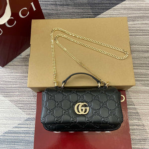 Gucci 806017 GG Milano Mini Top Handle Bag Black GG puffy leather - Default Title - View 1
