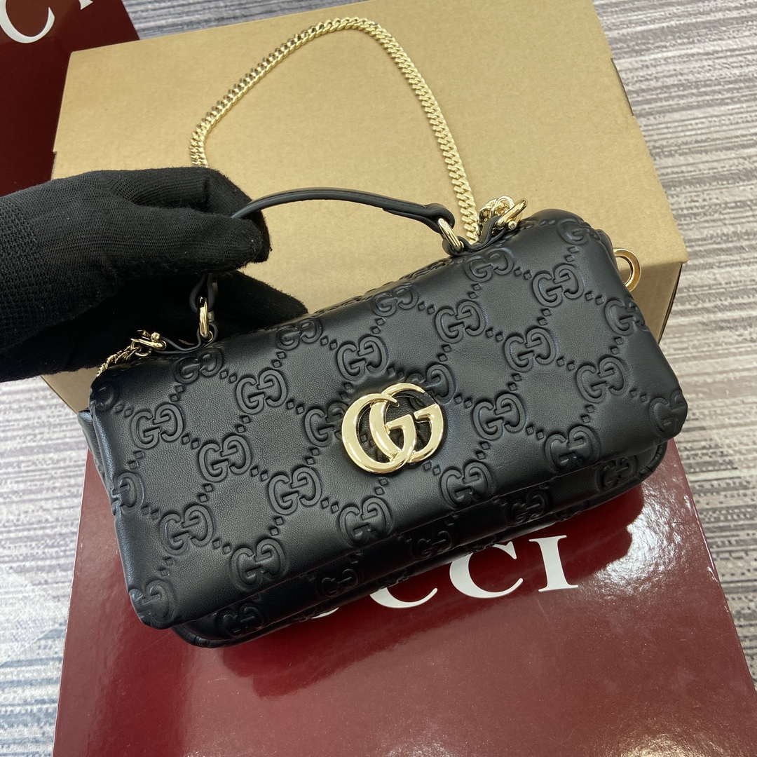 Gucci 806017 GG Milano Mini Top Handle Bag Black GG puffy leather - Default Title - View 5