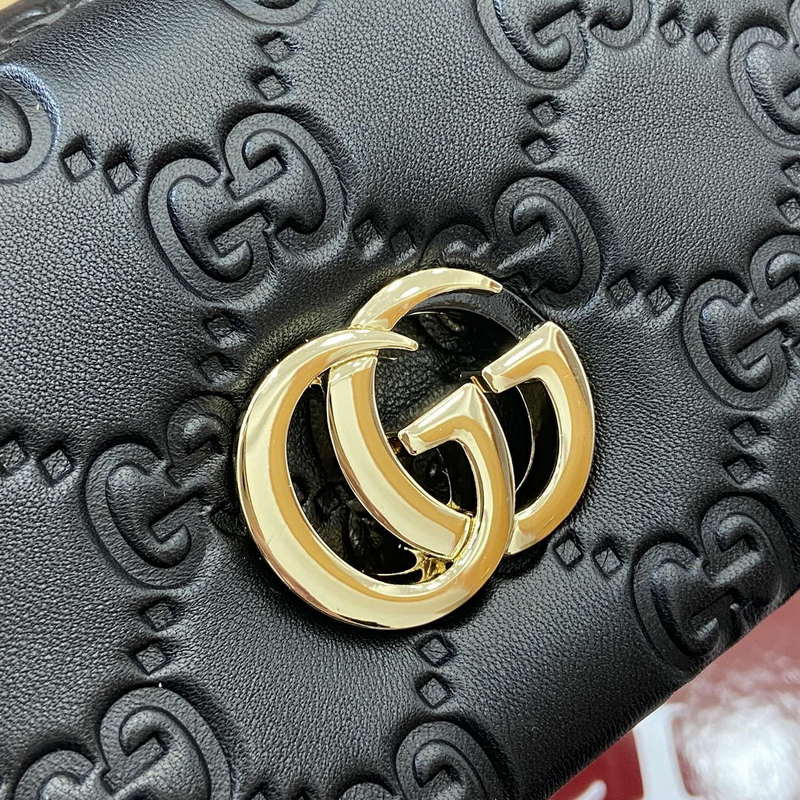 Gucci 806017 GG Milano Mini Top Handle Bag Black GG puffy leather